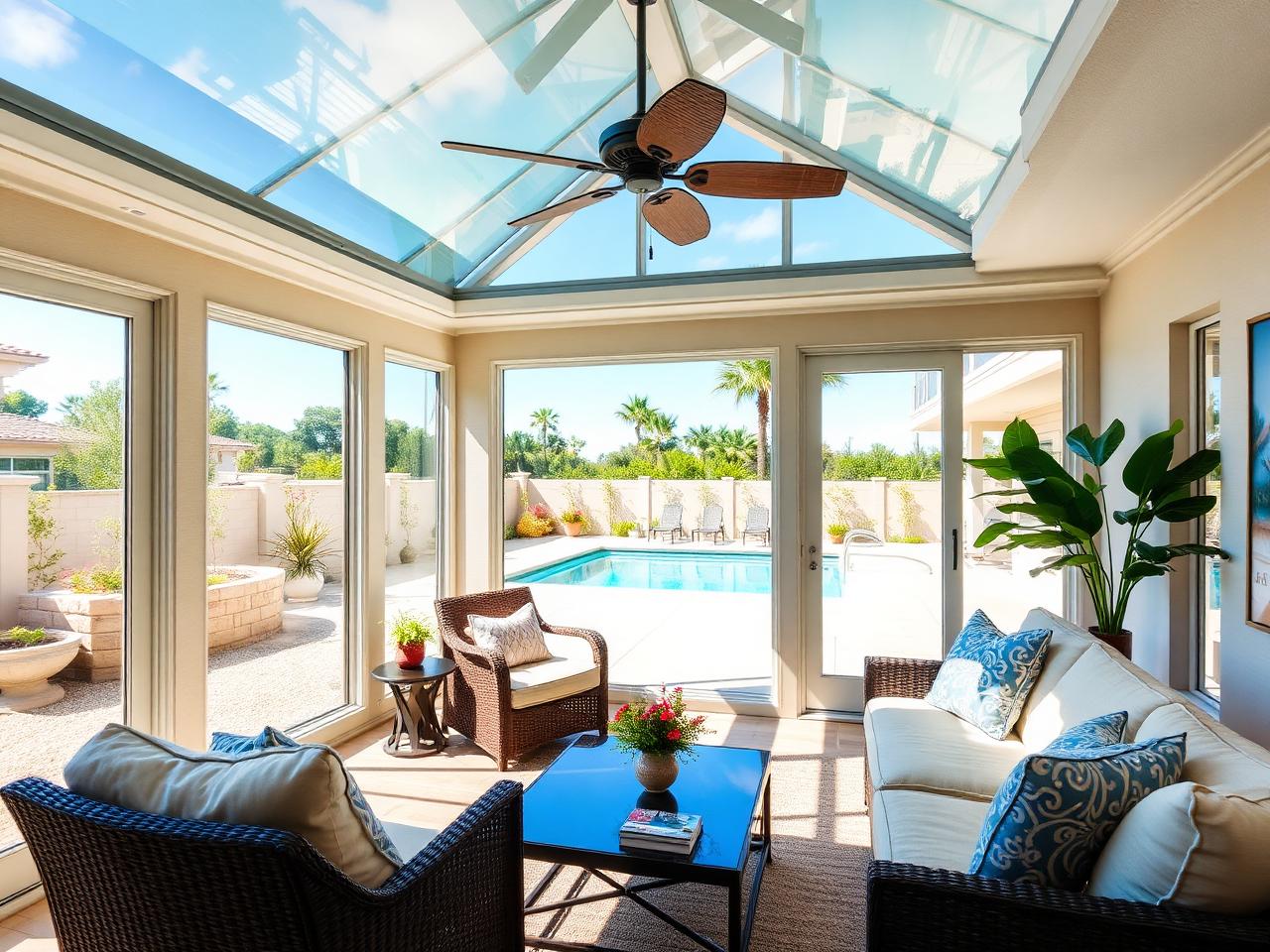 Glass Roof Sunroom & Pool View
