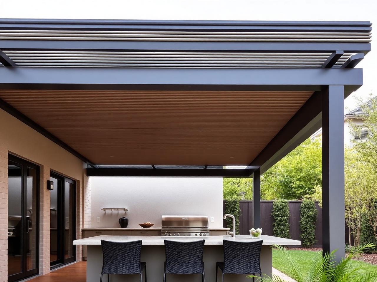 Louvered Roof Outdoor Kitchen